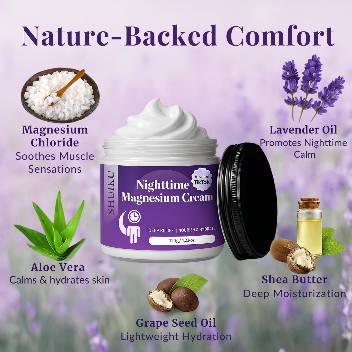Magnesium Lotion for Sleep & Calm, Topical Magnesium Cream for Relaxation, Nightly Calm, Better Sleep, and for Leg Cramps & Pain - Maple Wellness Supplements