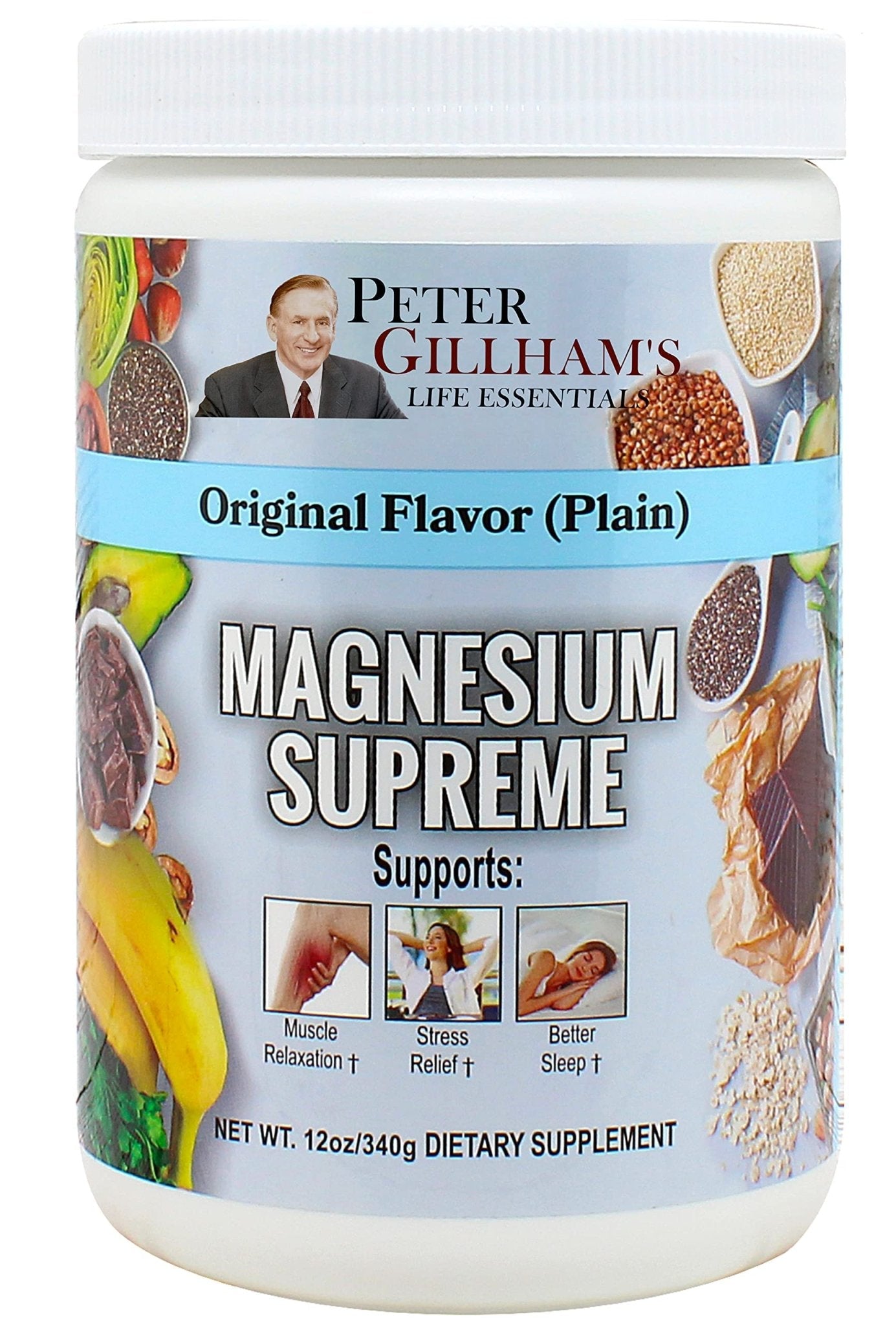 Magnesium Supreme (Original Plain Unflavored) Better Sleep, Relaxation Natural Magnesium Supplement, Non-GMO, Gluten Free, Vegan Formula. 12oz 75 Servings - Maple Wellness Supplements