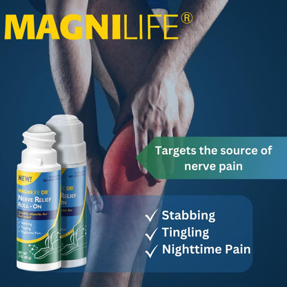 Magnilife DB Nerve Relief Roll On, 3 Oz, Topical Nerve Pain Relief for Feet, Legs, Hands & Arms, Helps Soothe Stabbing, Burning & Tingling Discomfort, Fast-Absorbing, Non-Greasy & Unscented Formula - Maple Wellness Supplements