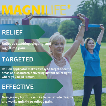 Magnilife DB Nerve Relief Roll On, 3 Oz, Topical Nerve Pain Relief for Feet, Legs, Hands & Arms, Helps Soothe Stabbing, Burning & Tingling Discomfort, Fast-Absorbing, Non-Greasy & Unscented Formula - Maple Wellness Supplements