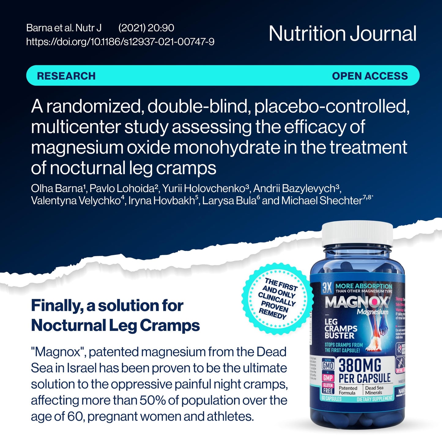 MAGNOX® Buster | Patented Clinically Tested 380mg Magnesium Supplement for Spasms & Leg Cramps at Night | One Capsule a Day for Almost Full Dosage | 3X More Absorption | Dead Sea Minerals (60 Caps) - Maple Wellness Supplements
