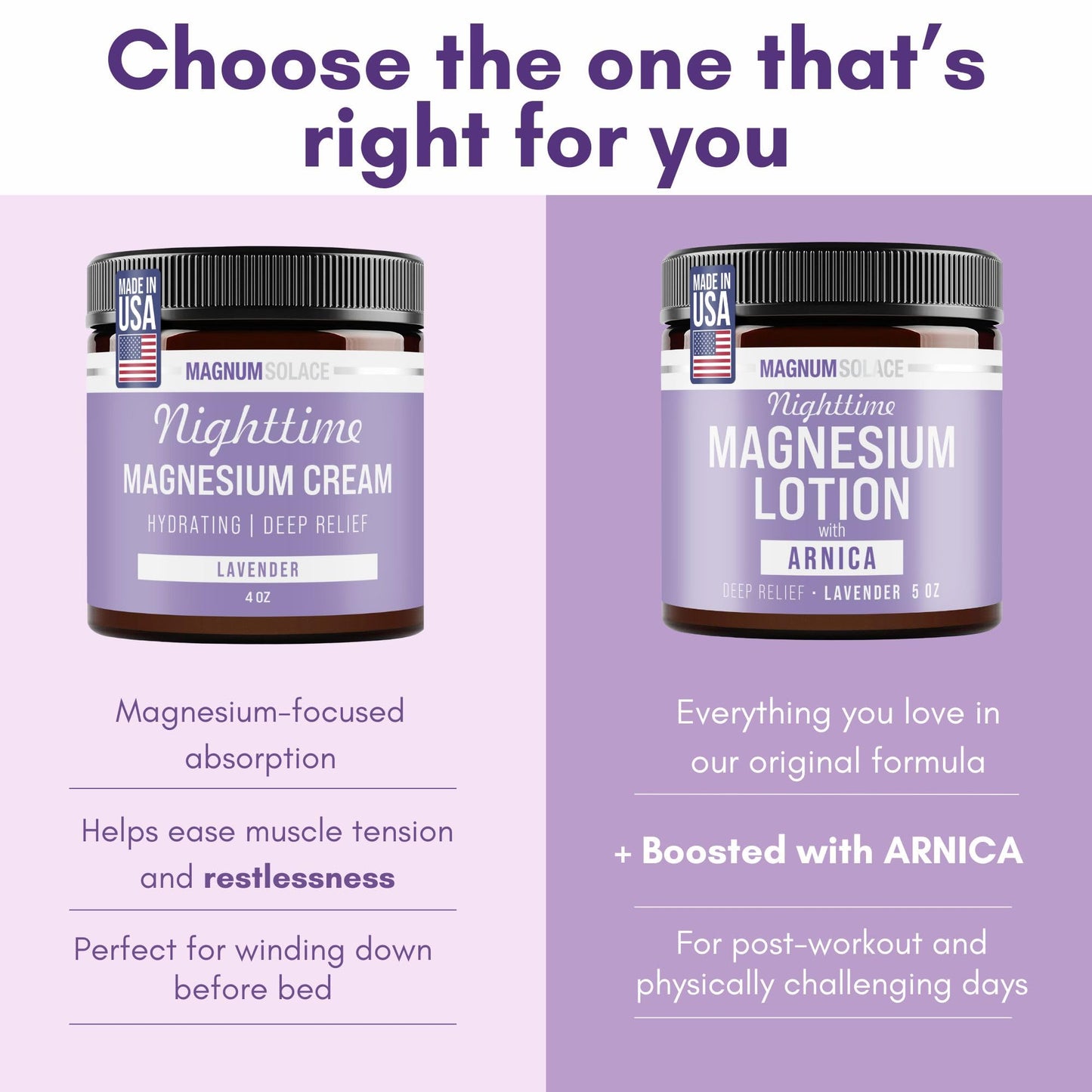 Magnum Solace Nighttime Magnesium Lotion with Arnica – Highly Concentrated Magnesium - Maple Wellness Supplements