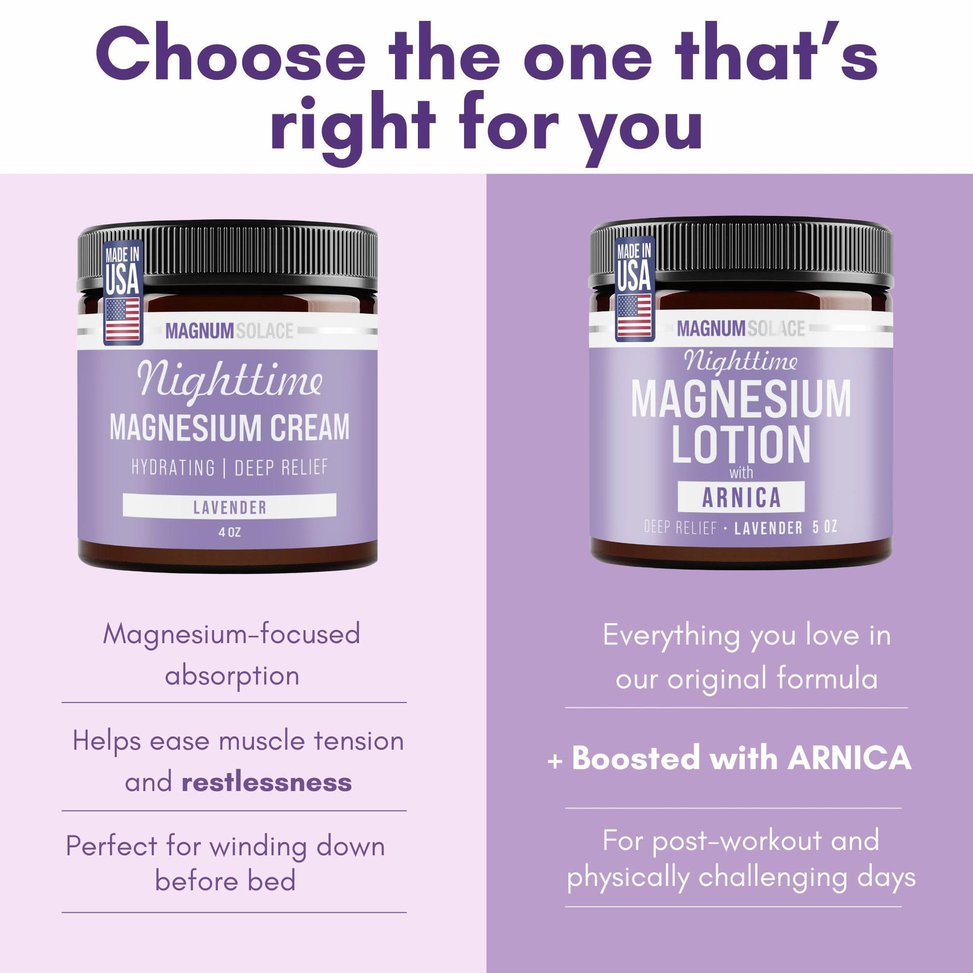 Magnum Solace Nighttime Magnesium Lotion with Arnica – Highly Concentrated Magnesium - Maple Wellness Supplements