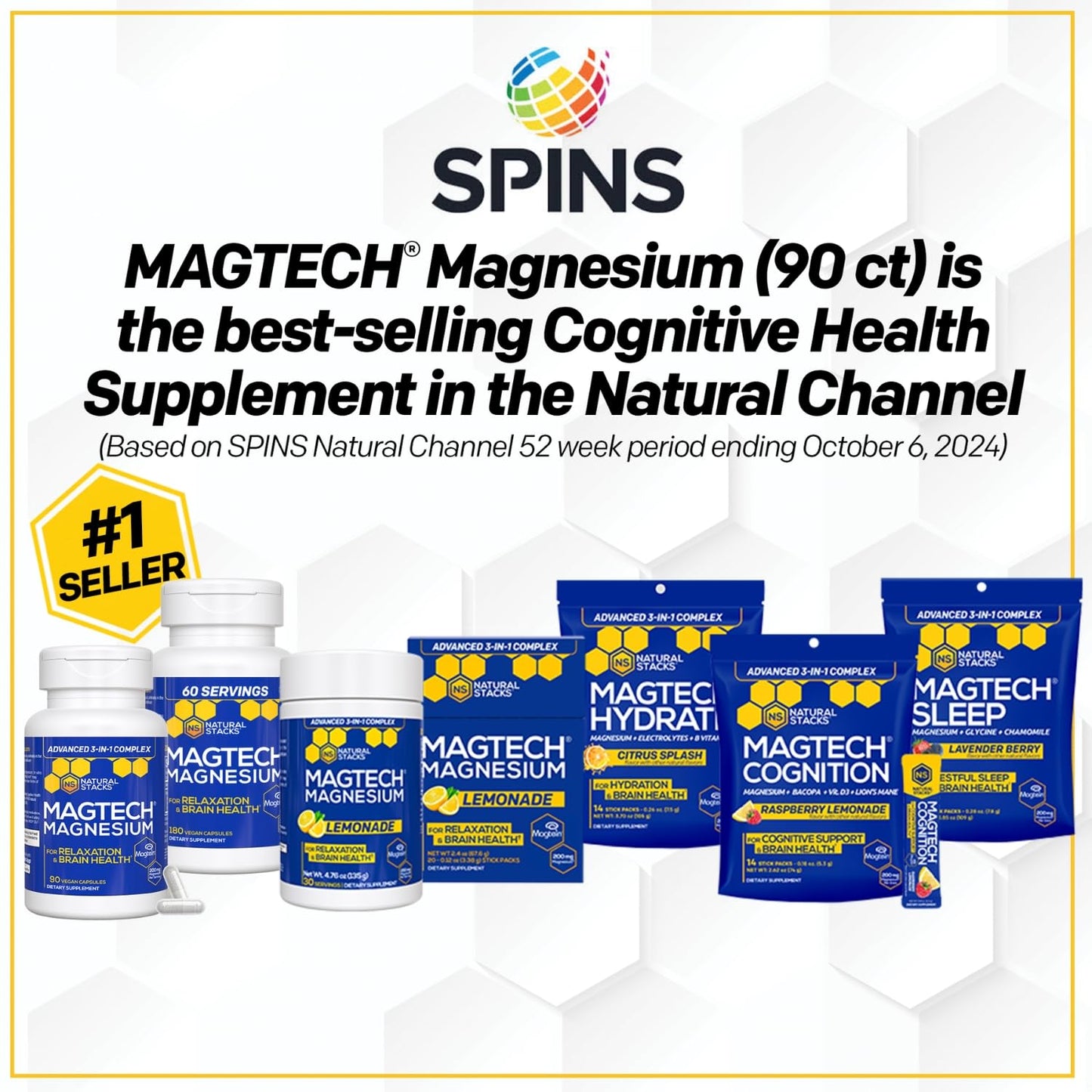 Magtech Magnesium Capsules + Hydration Creatine Powder Lemon Lime Bundle - 3 Forms of Magnesium - Featuring Magtein L-Threonate - Brain Health & Hydration Support* - 44 Total Servings - Maple Wellness Supplements
