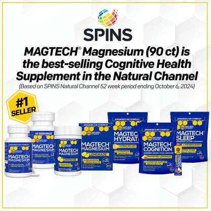 Magtech Magnesium Capsules + Hydration Creatine Powder Lemon Lime Bundle - 3 Forms of Magnesium - Featuring Magtein L-Threonate - Brain Health & Hydration Support* - 44 Total Servings - Maple Wellness Supplements