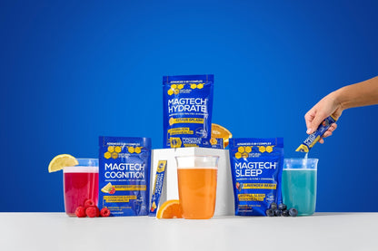 MagTech Magnesium Hydrate Packets - Sugar Free Hydration Powder - Magtein Magnesium L-Threonate, Glycinate & Taurate - 200mg Chelated Triple Complex - Supports Hydration & Brain Health* - 14 Servings - Maple Wellness Supplements