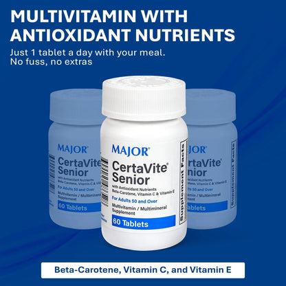 MAJOR CertaVite Senior Multivitamin with Antioxidants – Multivitamin for Women and Men with Beta-Carotene, Iron - Maple Wellness Supplements
