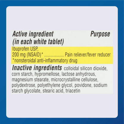 MAJOR Dye-Free Ibuprofen Tablets 200 mg - Helps Temporarily Reduce Fevers - Offers Pain Relief - 100 Tablets (1-Pack) - Maple Wellness Supplements