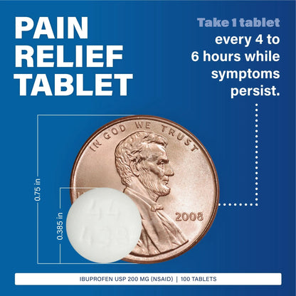MAJOR Dye-Free Ibuprofen Tablets 200 mg - Helps Temporarily Reduce Fevers - Offers Pain Relief - 100 Tablets (1-Pack) - Maple Wellness Supplements