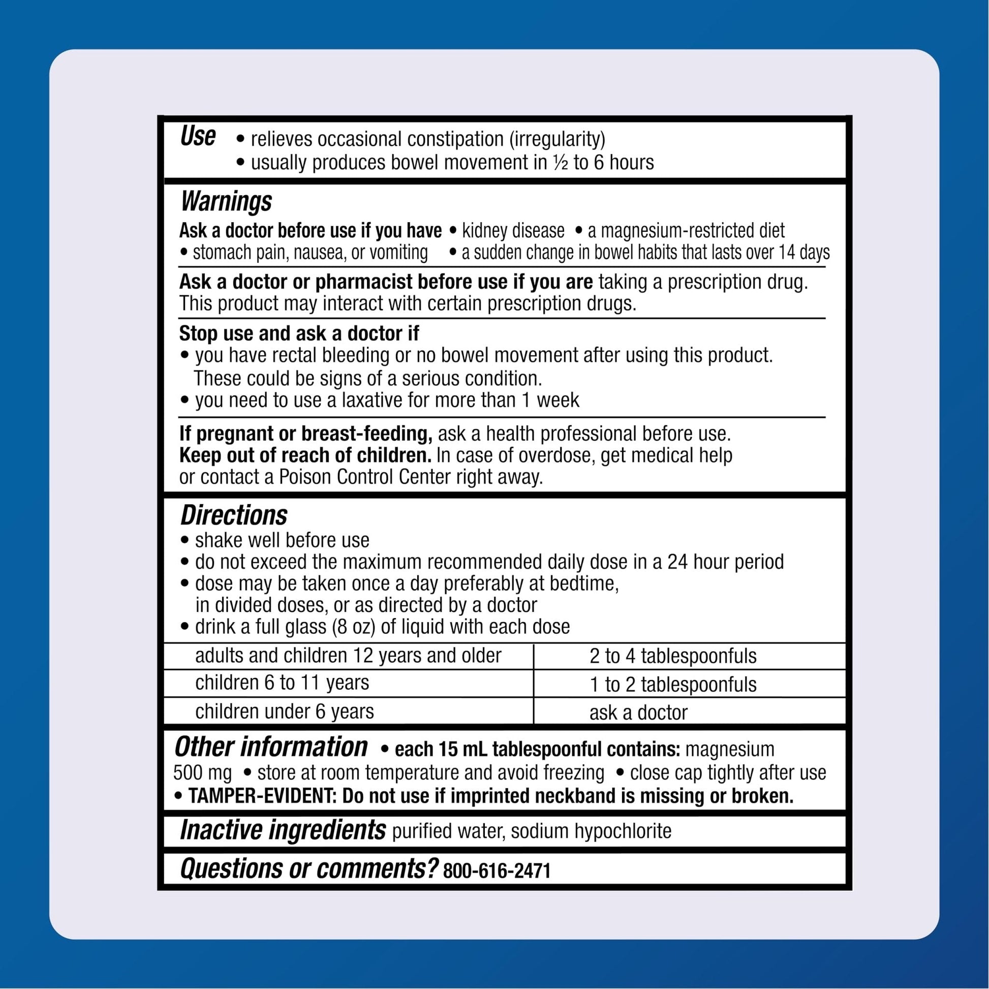 MAJOR Milk of Magnesia Saline Laxative - Original Flavor - Effective Overnight Relief - Stimulant-Free, Sugar-Free - 16 Fl Oz - Maple Wellness Supplements