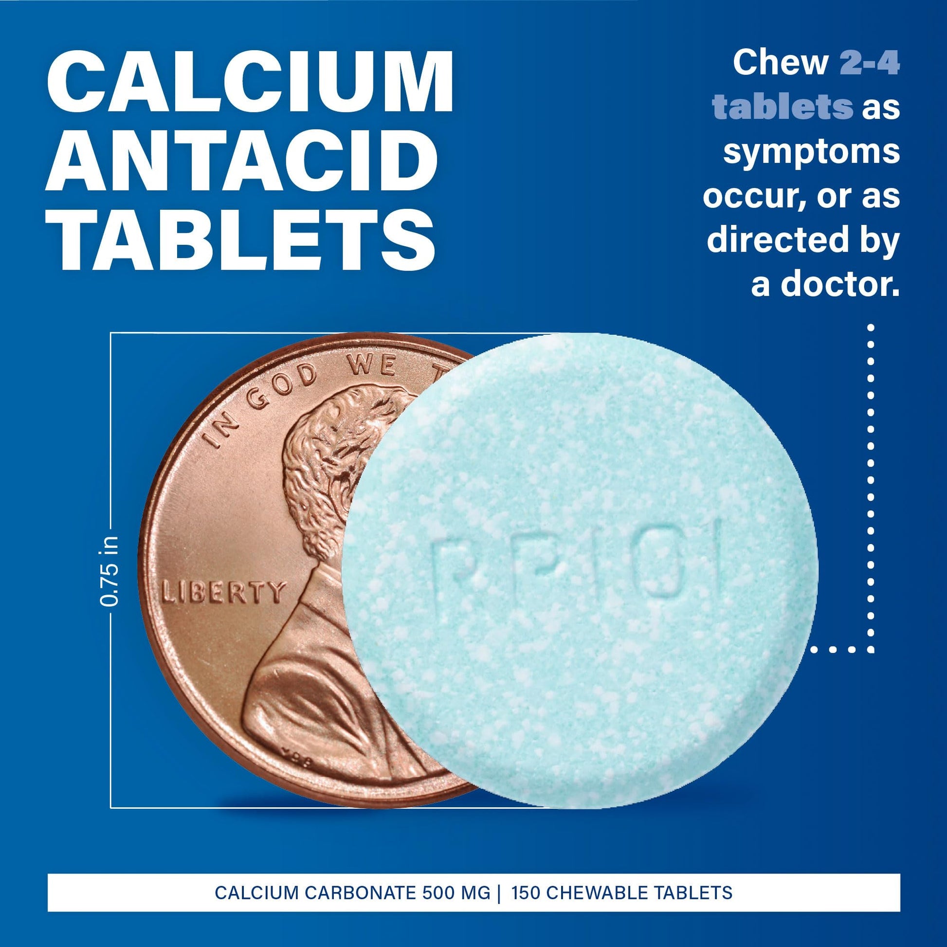 MAJOR Regular Strength Antacid Tablets - Calcium Carbonate 500 mg - Assorted Fruit Flavor - 150 Chewable Count (2 Pack) - Maple Wellness Supplements