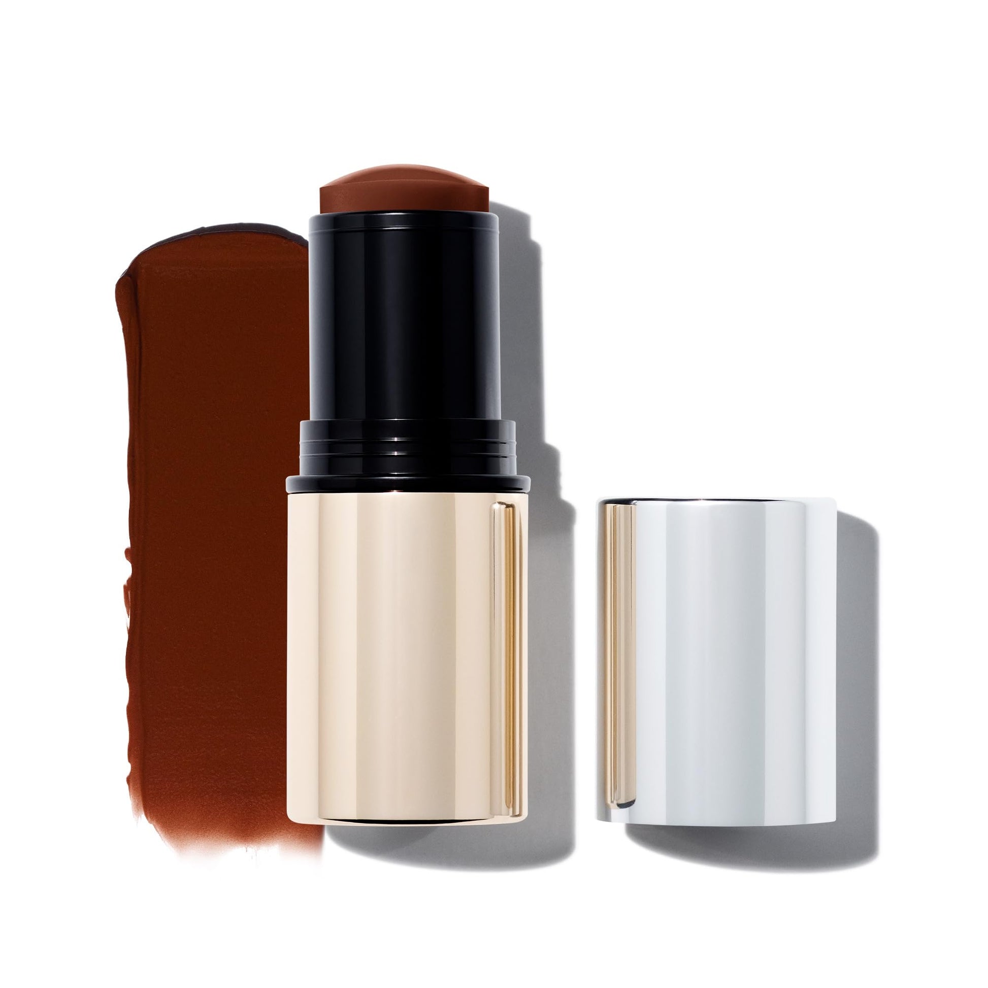 MAKE Beauty Heat Stroke Cream Blush Stick for Cheeks with Natural Hydrating Dewy Finish. Creamy Gel Blush Balm - Shade Baked, Deep Chocolate Brown Cheek Tint - Maple Wellness Supplements