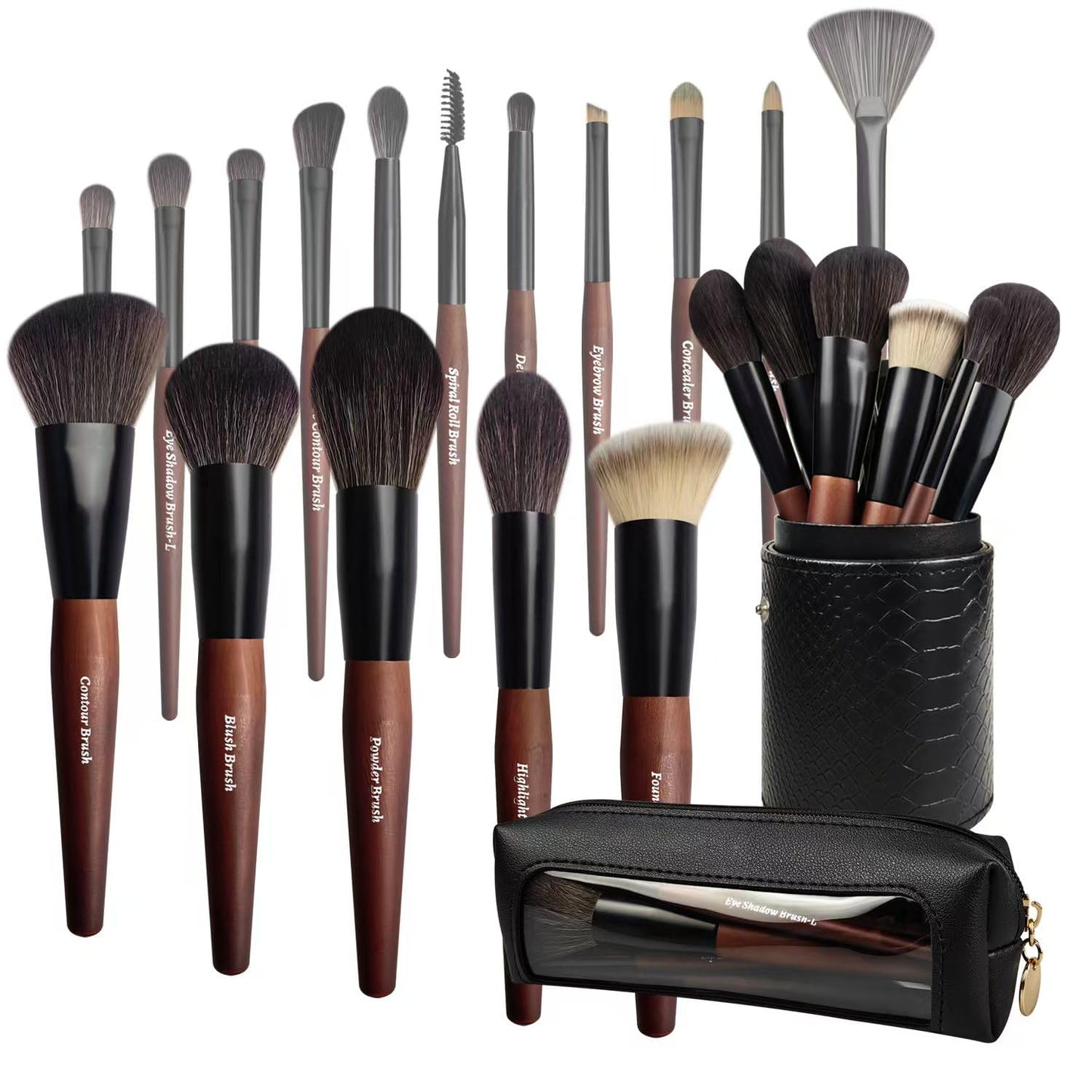 Makeup Brushes 16 Pcs Makeup Brush Set Professional, Wood Handle Travel Make Up Brushes Set with Case, Premium Cruelty-Free Synthetic Fiber Hair Makeup Brush Kit with Holder - Maple Wellness Supplements