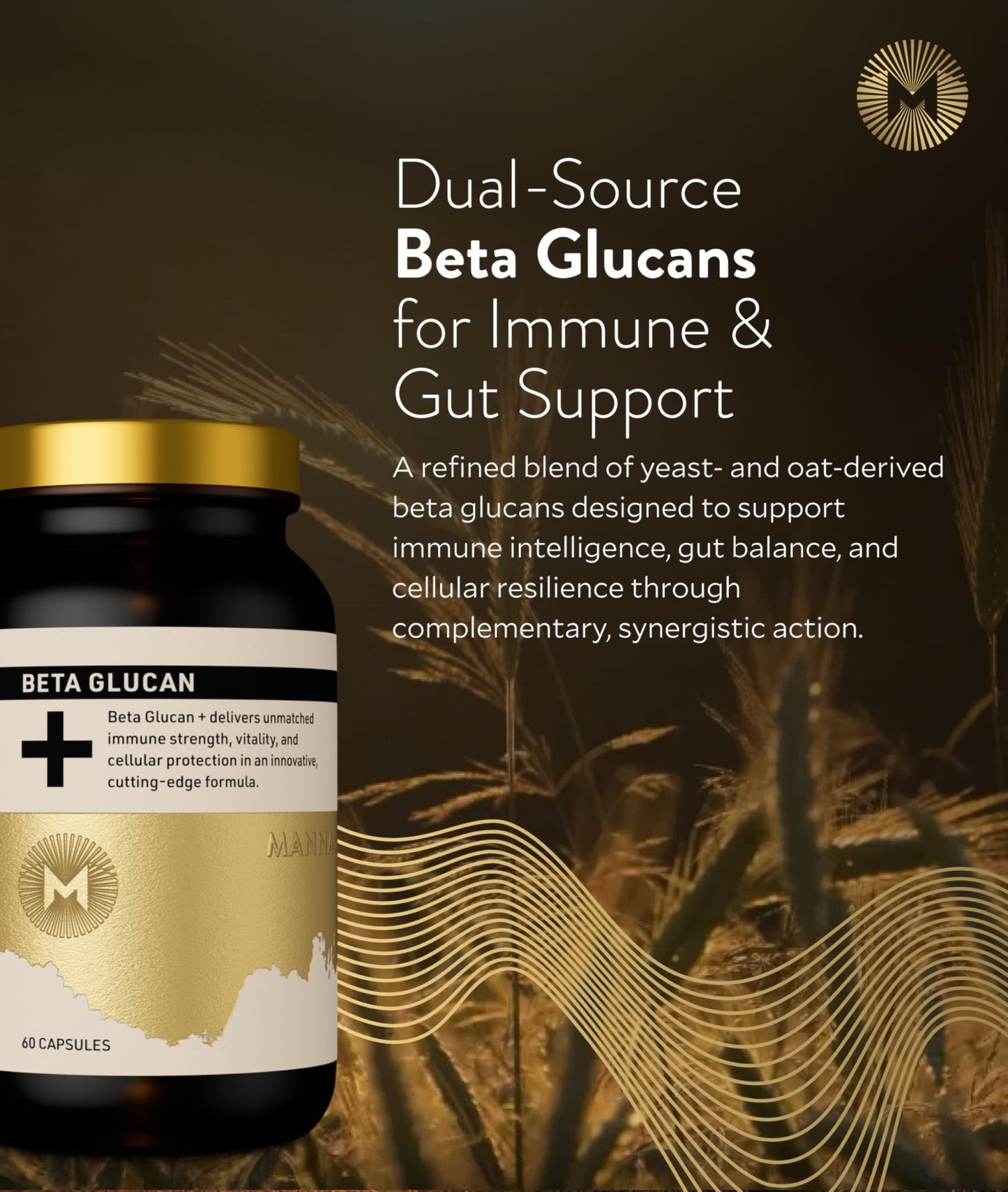 Manna Beta Glucan+ Capsules | 1000mg Beta Glucan Complex | Reishi Mushroom & Oats | Supplement for Immune Support, Heart Health, Cellular Renewal & Antioxidant Protection | 60 Count - Maple Wellness Supplements