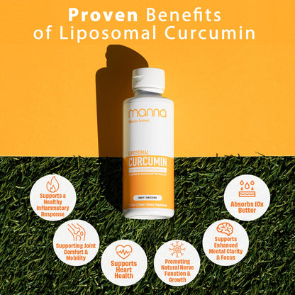 Manna Vitamins Evolved Liposomal Liquid Curcumin for Advanced Absorption Best Turmeric Supplement for Daily Joint & Immune Health Support - Vegan, Non-GMO, 95% Curcuminoids (1 Pack) - Maple Wellness Supplements