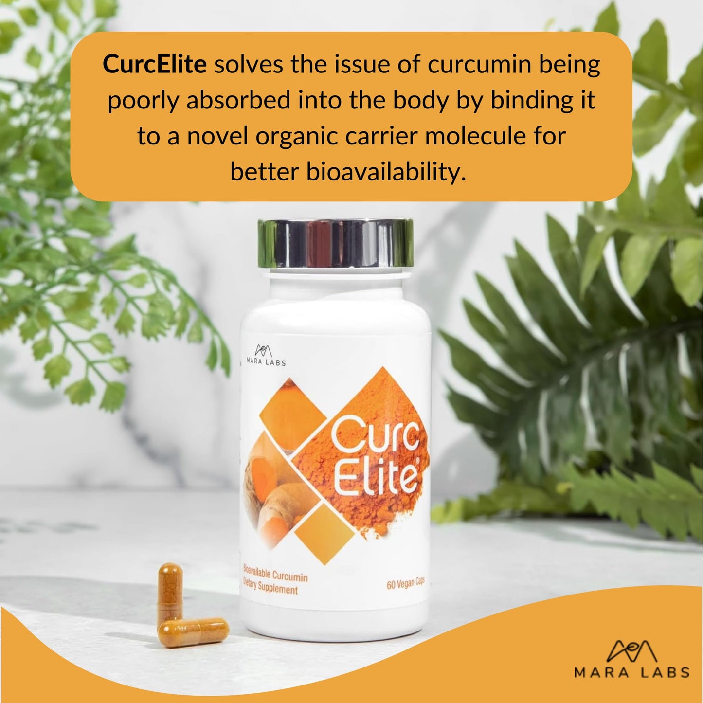 Mara Labs CurcElite Curcumin | Turmeric Extract 95% Curcuminoids | Vegan, No Fillers, and Non-GMO | 60 Vegan Capsules - Maple Wellness Supplements