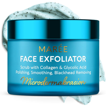 MAREE Face Exfoliator – Microdermabrasion Facial Scrub & Exfoliating Face Wash for Women – Collagen & Glycolic Acid – Gentle Scrub and Exfoliant - Maple Wellness Supplements
