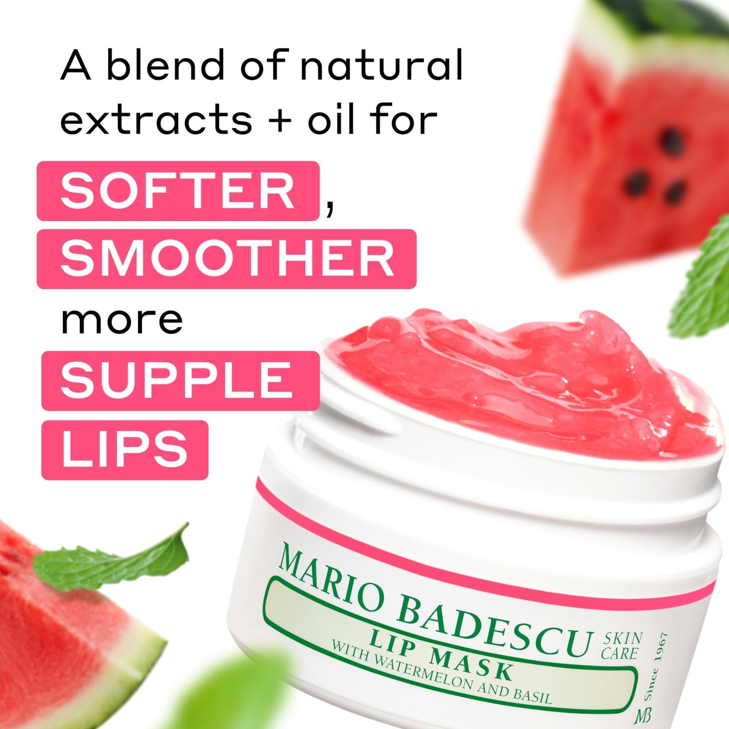Mario Badescu Lip Mask with Watermelon & Basil for All Skin Types, Overnight Lip Treatment - Maple Wellness Supplements