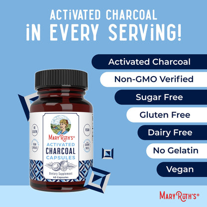 MaryRuth Organics Activated Charcoal Capsules | Substance Adsorption | Derived from Coconut Shells | Vegan Capsules from Pine Trees | Non-GMO | Gluten Free | 40 Count - Maple Wellness Supplements