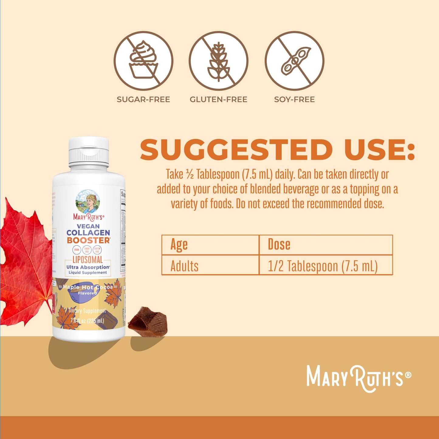 MaryRuth Organics Collagen Booster Liposomal, Sugar Free, Liquid Collagen Booster with Vitamin C, Vitamin E, Zinc, Copper & Silica, Skin Care & Joint Support Supplement, Vegan, Non-GMO, 7.6 Fl Oz - Maple Wellness Supplements