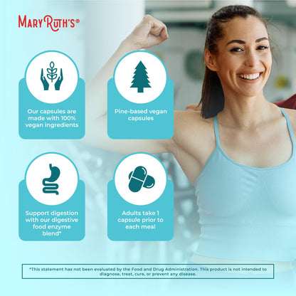 MaryRuth Organics Digestive Enzymes | Up to 2 Month Supply | Vegan Digestive Health Aid and Gut Health Enzyme Complex | Over 12 Enzymes | Vitamins B6 & B12 - Maple Wellness Supplements