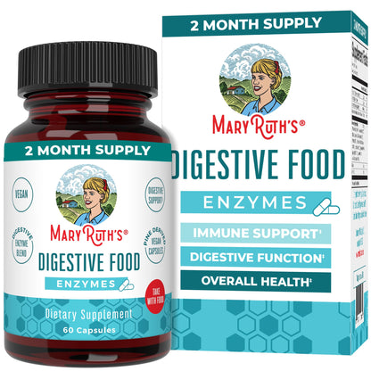 MaryRuth Organics Digestive Enzymes | Up to 2 Month Supply | Vegan Digestive Health Aid and Gut Health Enzyme Complex | Over 12 Enzymes | Vitamins B6 & B12 - Maple Wellness Supplements