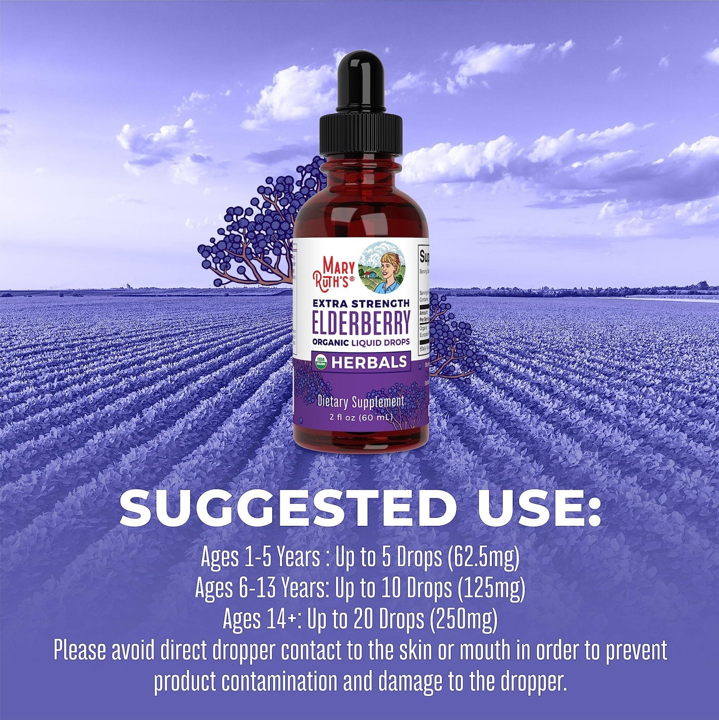MaryRuth Organics Elderberry Syrup Extra Strength, USDA Organic Elderberry, Sugar Free Adults & Kids Immune Support Supplement for Ages 1+, Clean Label Project Verified®, Vegan, Gluten Free, 2 Fl Oz - Maple Wellness Supplements