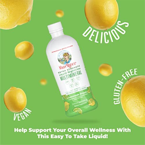 MaryRuth Organics Extra Strength Nighttime Liquid Multimineral | Sugar Free | Calm Magnesium Citrate | NO Melatonin | Calcium Magnesium Zinc | Muscle Relaxation | Lemonade Flavor | Vegan | 32 Serving - Maple Wellness Supplements