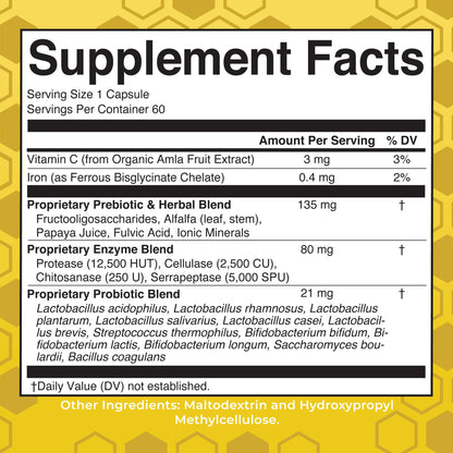 MaryRuth Organics Gut Flora Health+ Enzymes | Up to 2 Month Supply | Prebiotic Probiotic Digestive Enzymes Blend for Healthy Gut Biome & Digestive Support | Gastrointestinal Health | 60 Capsules - Maple Wellness Supplements
