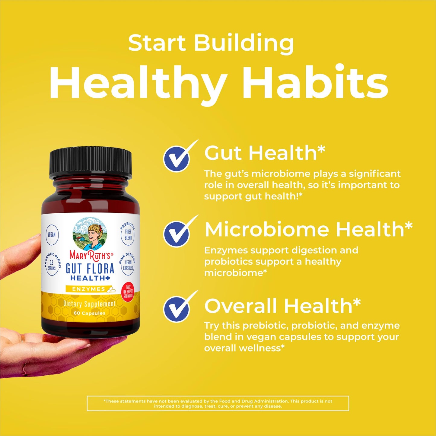 MaryRuth Organics Gut Flora Health+ Enzymes | Up to 2 Month Supply | Prebiotic Probiotic Digestive Enzymes Blend for Healthy Gut Biome & Digestive Support | Gastrointestinal Health | 60 Capsules - Maple Wellness Supplements