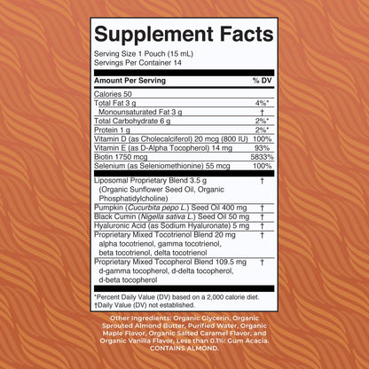 MaryRuth Organics Hair Growth Vitamins, Sugar & Gluten Free, Liquid Hair Vitamins with Vitamin D3, Vitamin E Biotin Hyaluronic Acid, Selenium for Hair & Skin Care Vegan, Non-GMO, 14-0.5 Fl Oz Pouches - Maple Wellness Supplements