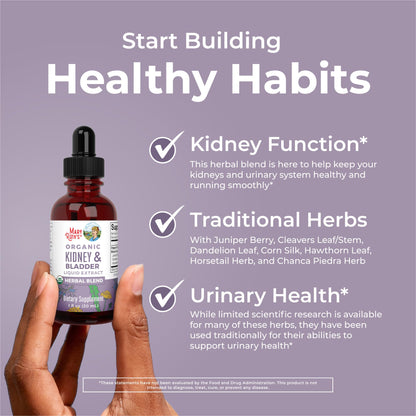 MaryRuth Organics Herbal Supplement Drops | Support Renal & Urinary Systems | Juniper Berry | Cleavers | Dandelion | Hawthorn | Horsetail & Chanca Piedra | Vegan | Non-GMO | 1 Fl Oz - Maple Wellness Supplements