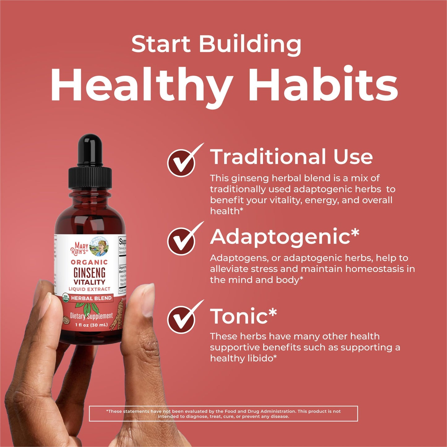 MaryRuth Organics Herbal Supplement for Brain Function | Boost Energy | Memory | Vitality USDA | Ginseng with Ashwagandha | Eleuthero and Maca Root Extract | 1 Fl Oz - Maple Wellness Supplements