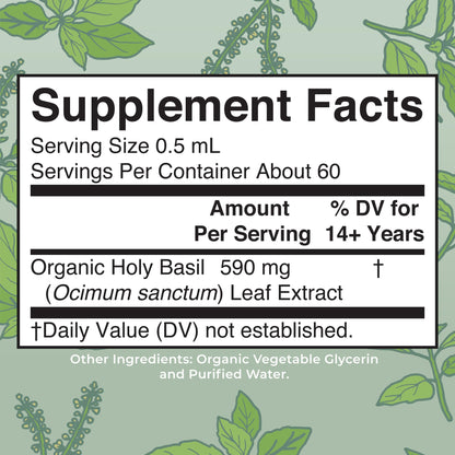 MaryRuth Organics Holy Basil Sugar Free | Tulsi Holy Basil Herbal Liquid Drops | Antioxidant | Cognitive Function | Digestive Support | Energy Levels | Vegan | Non-GMO | 1 Fl Oz - Maple Wellness Supplements