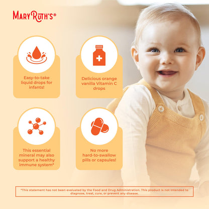 MaryRuth Organics Infant & Baby Vitamin C Supplement | USDA Organic Vitamin C Liquid Drops for Infants | Ages 6-12 Months | Immune Support | Overall Health | Vegan | Non-GMO | Gluten Free | 2 Fl Oz - Maple Wellness Supplements