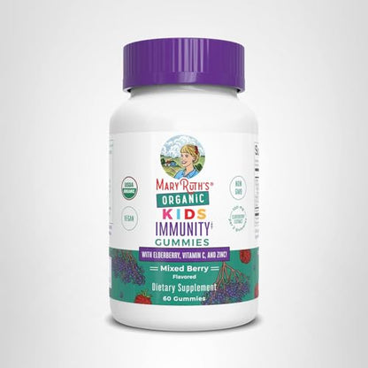 MaryRuth Organics Kids Immune Support Gummies | USDA Organic | Vitamin C, Zinc, and Elderberry Gummies for Kids| Immune Support for Ages 4+ | Vegan - Maple Wellness Supplements