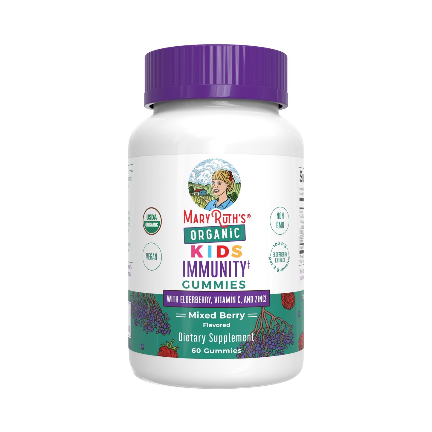 MaryRuth Organics Kids Immune Support Gummies | USDA Organic | Vitamin C, Zinc, and Elderberry Gummies for Kids| Immune Support for Ages 4+ | Vegan - Maple Wellness Supplements
