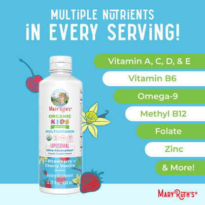 MaryRuth Organics Kids Multivitamin Liposomal | Vegan, Sugar-Free Vitamins for Kids | Ages 4+ | 2 Month Supply | 15.22 Fl Oz - Maple Wellness Supplements