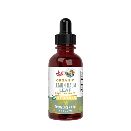MaryRuth Organics Lemon Balm Leaf Liquid Extract | Mood Support | Relaxation | Calming | Nervine Herbal | Lemon Balm Tincture | USDA Organic | Vegan | Non-GMO | Gluten Free | 1 Fl Oz - Maple Wellness Supplements