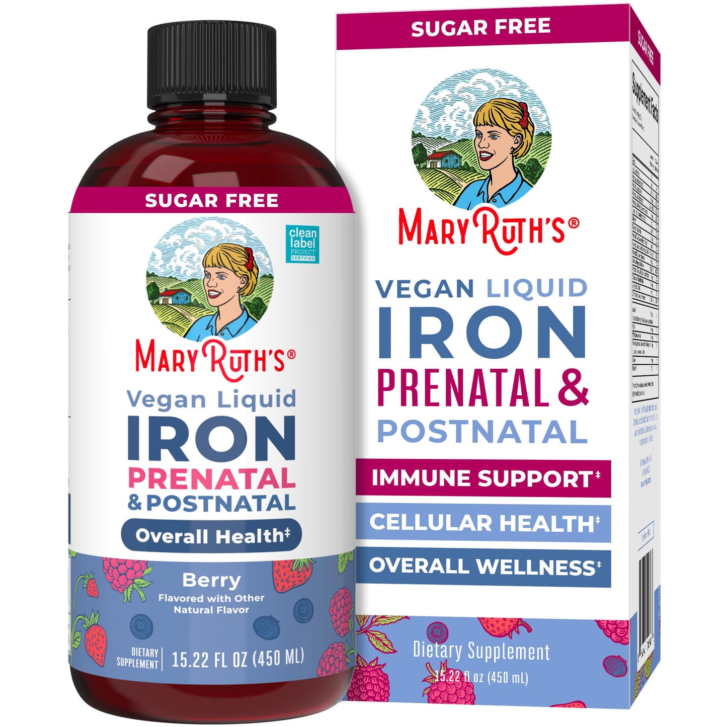 MaryRuth Organics | Liquid Iron Supplement Prenatal & Postnatal for Pregnant & Lactating | Iron Deficiency | Immune Support | Sugar/Gluten Free | Vegan | Non-GMO | 15.22 Fl Oz - Maple Wellness Supplements
