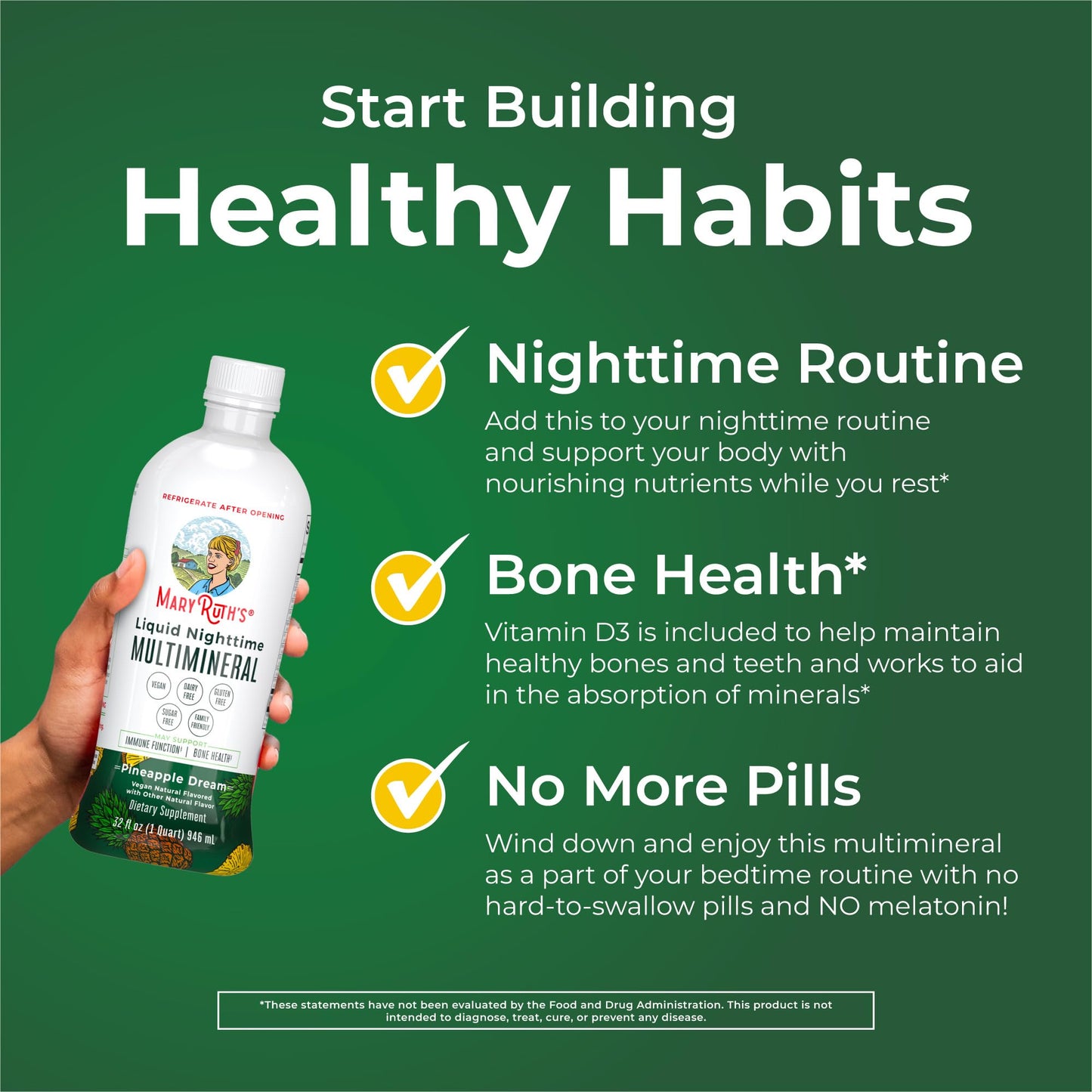 MaryRuth Organics Liquid Nighttime Multimineral | NO Melatonin | Magnesium Citrate | Calcium | Zinc | Vitamin D3| Available in 4 Flavors | Vegan | Sugar Free | Gluten Free | 32 Oz - Maple Wellness Supplements