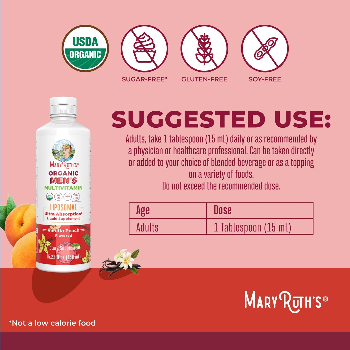 MaryRuth Organics Multivitamin for men | Sugar Free mens Multivitamin | Liquid Vitamins for men | Immune Support Supplement | Cognitive Health & Overall Wellness | Vegan | Non-GMO | 15.22 Fl Oz - Maple Wellness Supplements