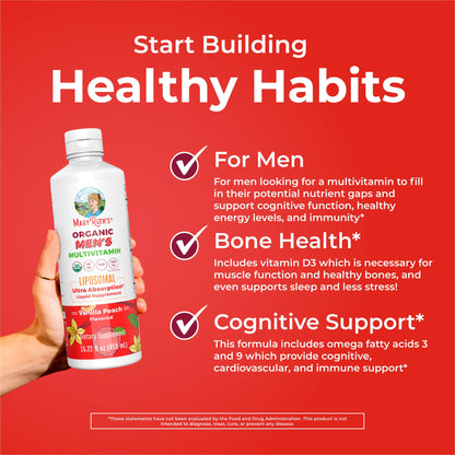 MaryRuth Organics Multivitamin for men | Sugar Free mens Multivitamin | Liquid Vitamins for men | Immune Support Supplement | Cognitive Health & Overall Wellness | Vegan | Non-GMO | 15.22 Fl Oz - Maple Wellness Supplements
