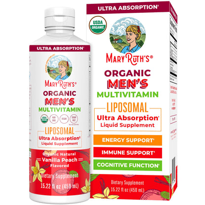 MaryRuth Organics Multivitamin for men | Sugar Free mens Multivitamin | Liquid Vitamins for men | Immune Support Supplement | Cognitive Health & Overall Wellness | Vegan | Non-GMO | 15.22 Fl Oz - Maple Wellness Supplements