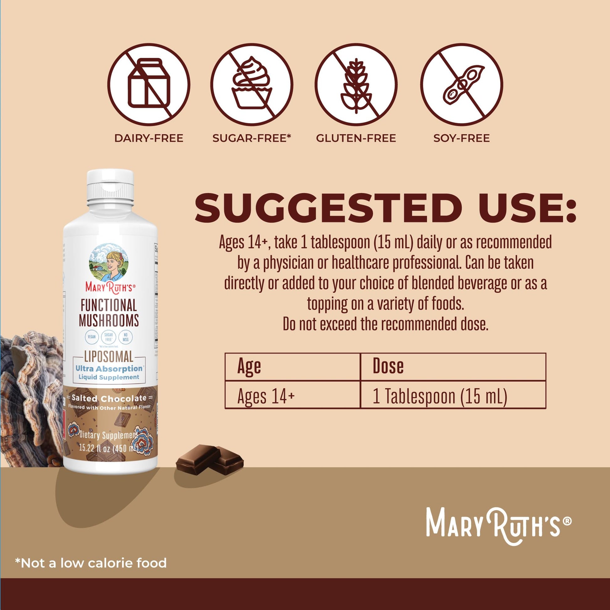 MaryRuth Organics Mushroom, Mushroom Supplement, Mushroom Liquid Vitamin, Reishi Mushroom Supplement for Immune Support, Turkey Tail Vitamin for Stress Relief, Vegan, Non-GMO, Gluten Free, 15.22 Fl Oz - Maple Wellness Supplements