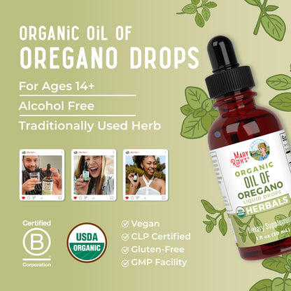 MaryRuth Organics Oregano Oil Drops | 6 Month Supply | USDA Organic Oil of Oregano Liquid | Herbal Blend for Immune Support | Digestive Health | Overall Health - Maple Wellness Supplements