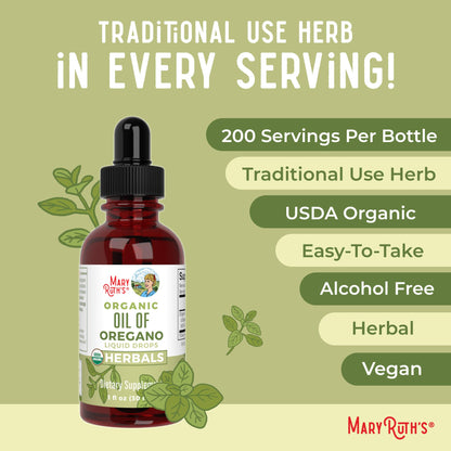 MaryRuth Organics Oregano Oil Drops | 6 Month Supply | USDA Organic Oil of Oregano Liquid | Herbal Blend for Immune Support | Digestive Health | Overall Health - Maple Wellness Supplements