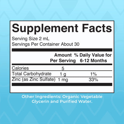MaryRuth Organics Organic Infant Ionic Zinc Liquid Drops | Zinc Sulfate for Immune Support | Organic Glycerin | Antioxidant | Vegan | Formulated for Babies Ages 6-12 Months | 1 Month Supply | 2 Fl Oz - Maple Wellness Supplements