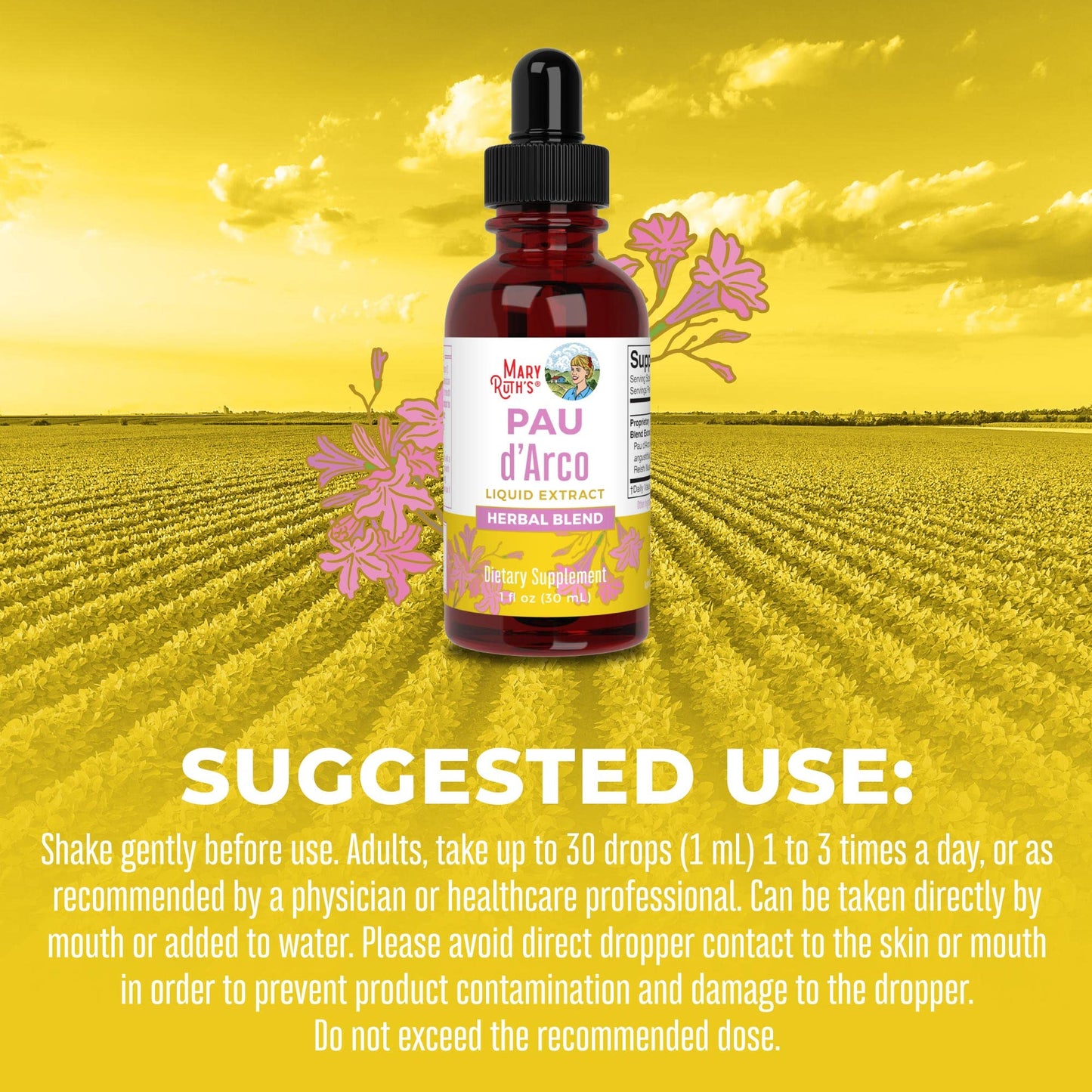 MaryRuth Organics PAU D'Arco Herbal Blend | Reishi Mushroom | Echinacea angustifolia Root | Usnea Lichen | Thyme Leaf | Vegan | Non-GMO Project Verified | Gluten Free | 30 Servings | 1 Fl Oz - Maple Wellness Supplements