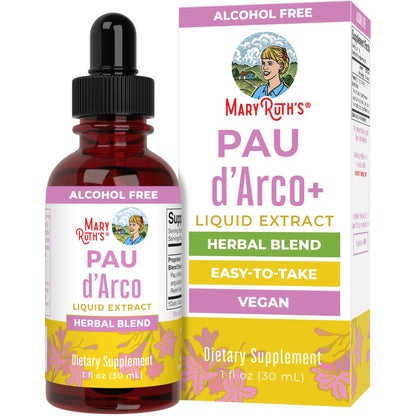 MaryRuth Organics PAU D'Arco Herbal Blend | Reishi Mushroom | Echinacea angustifolia Root | Usnea Lichen | Thyme Leaf | Vegan | Non-GMO Project Verified | Gluten Free | 30 Servings | 1 Fl Oz - Maple Wellness Supplements